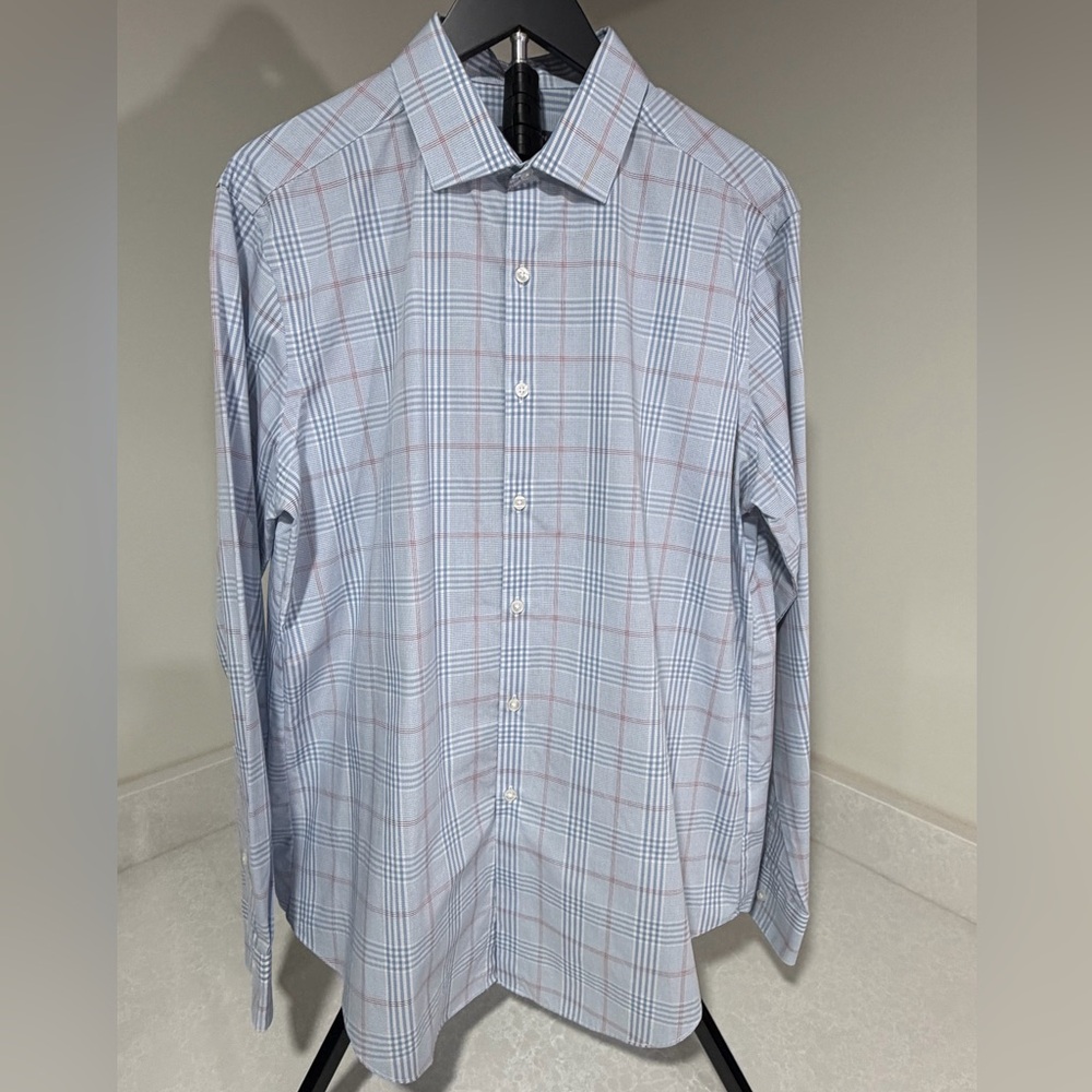Van Heusen Light Blue and Red Checkered Dress Shirt